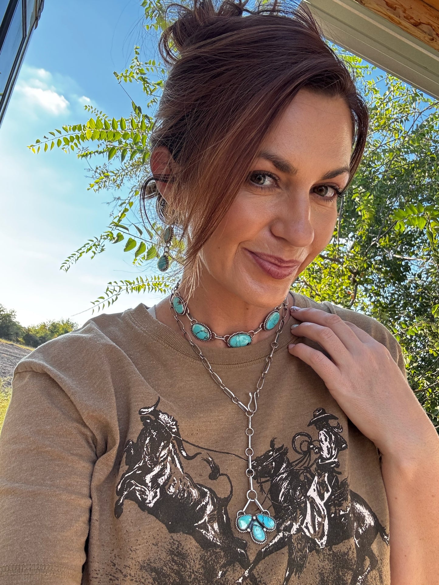 Egyptian Turquoise Chain Lariat Necklace