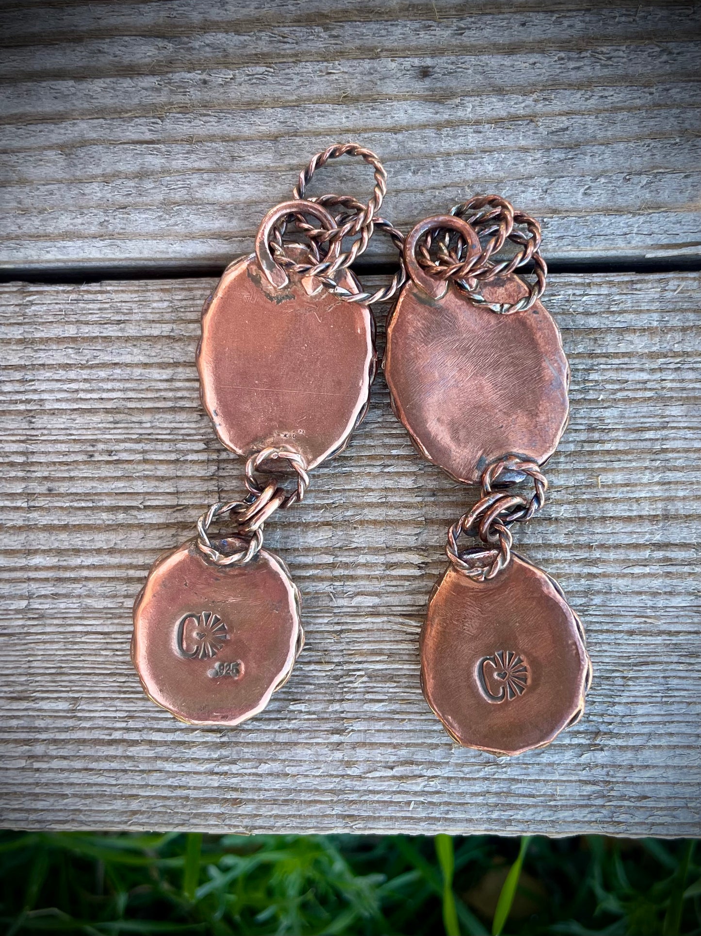 Copper Steer Wrestler Pendants