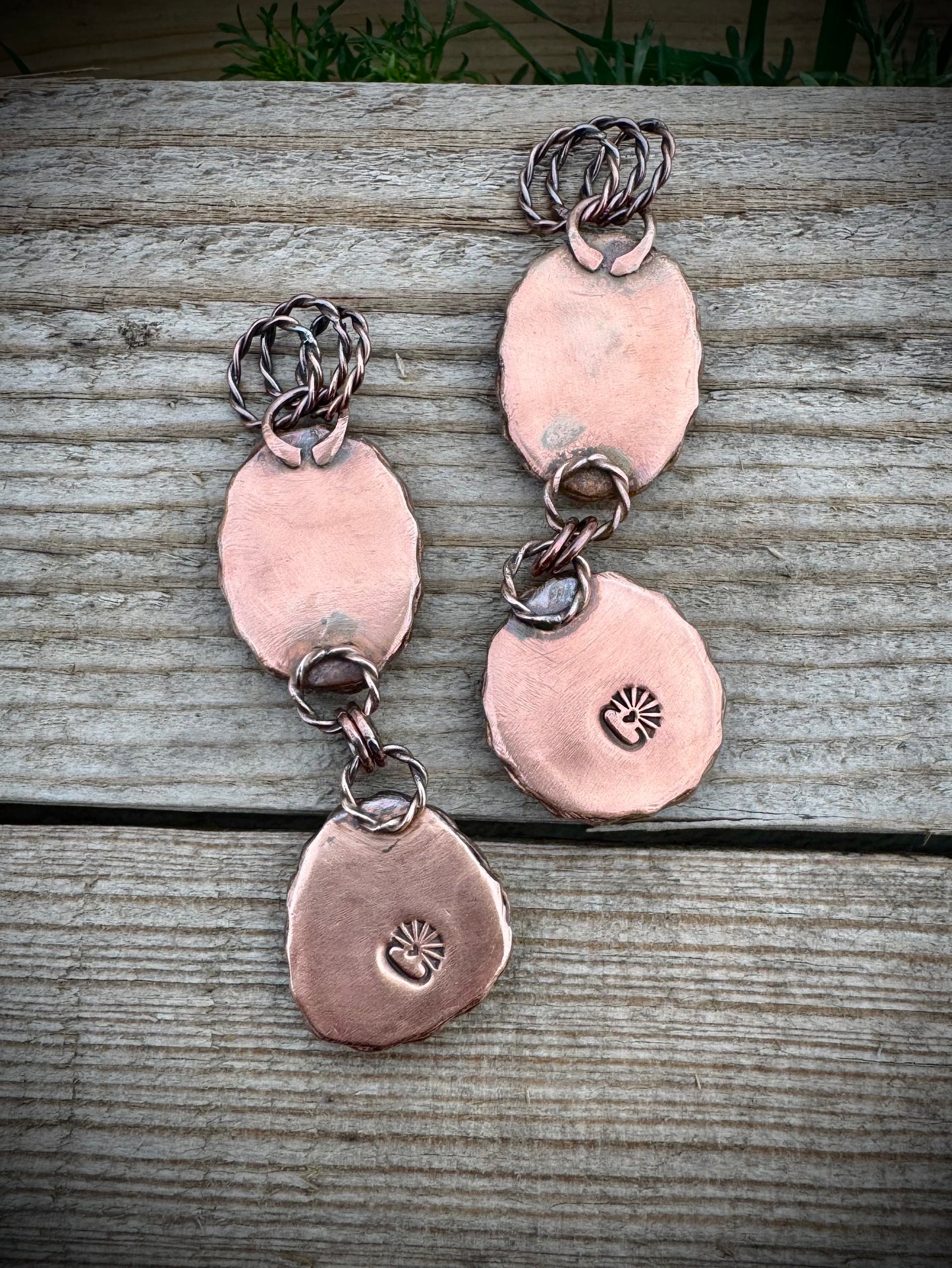 Copper Steer Wrestler Pendants
