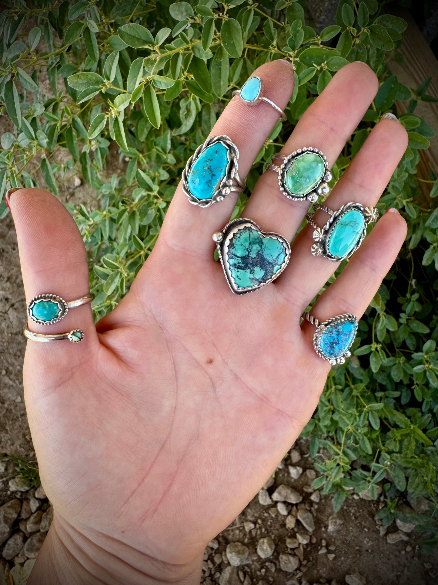 Kingman with Abalone Adjustable Ring