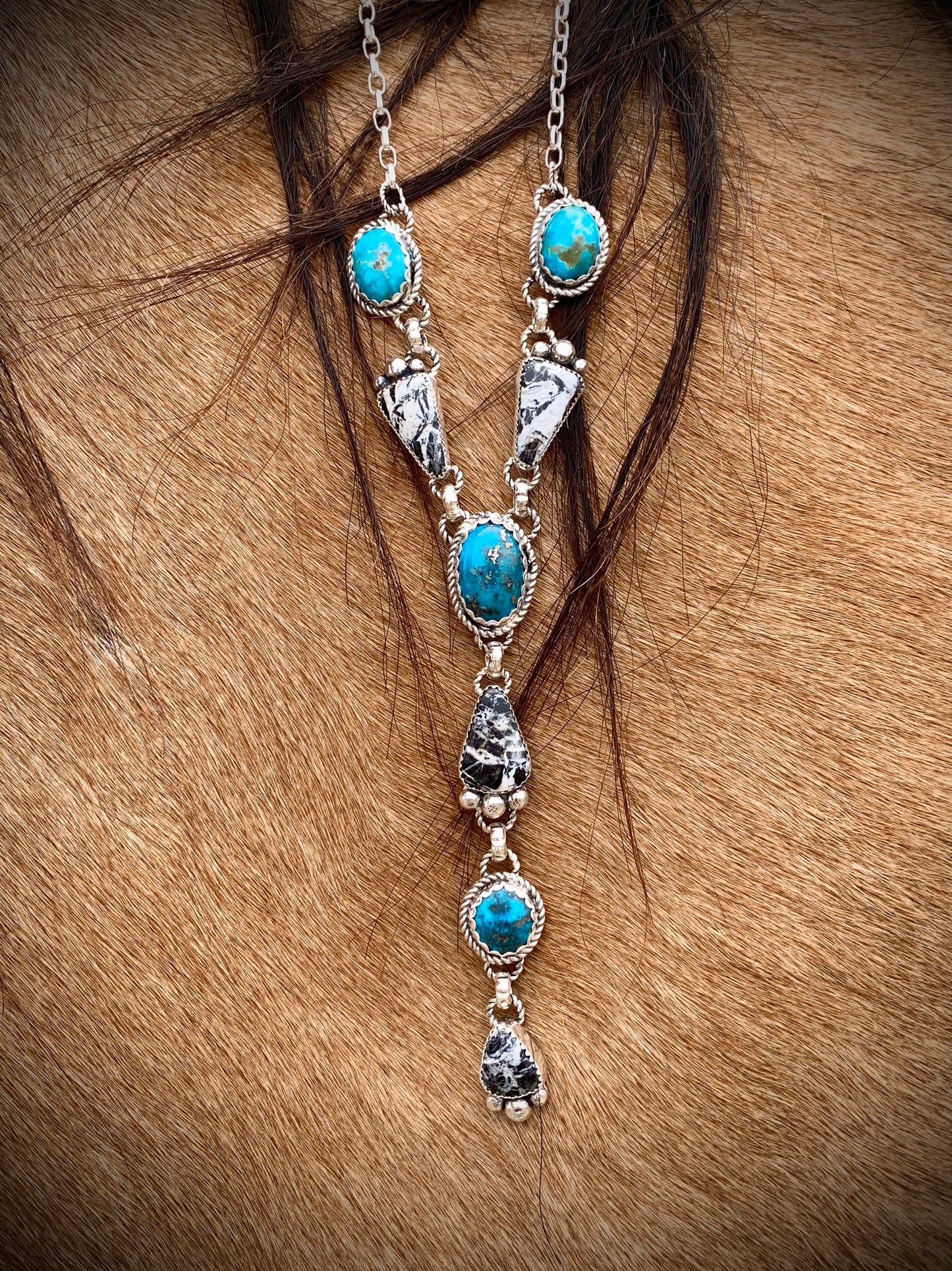 Morenci and White Buffalo Lariat and Earrings