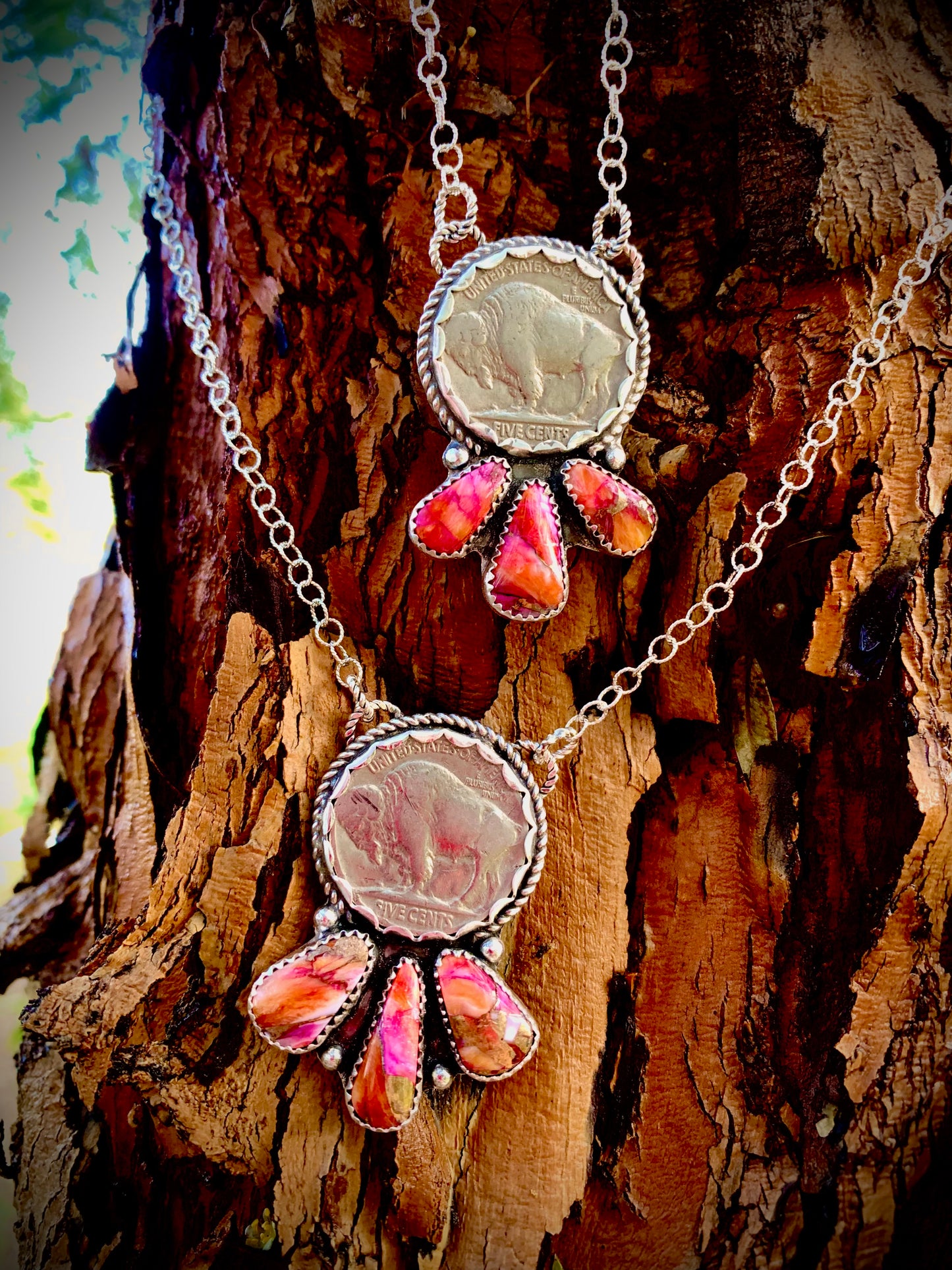 Starburst Spiny Buffalo Nickel Necklaces