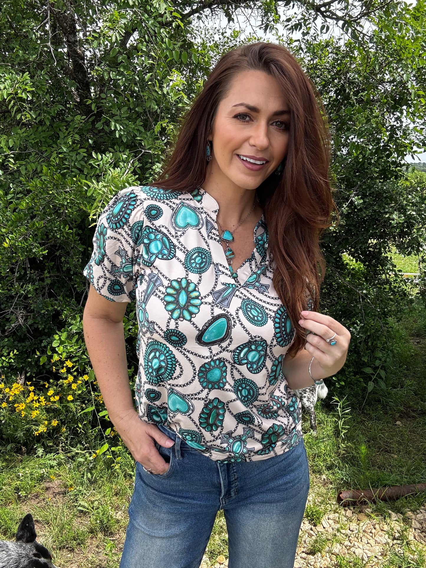 Turquoise Bling Top
