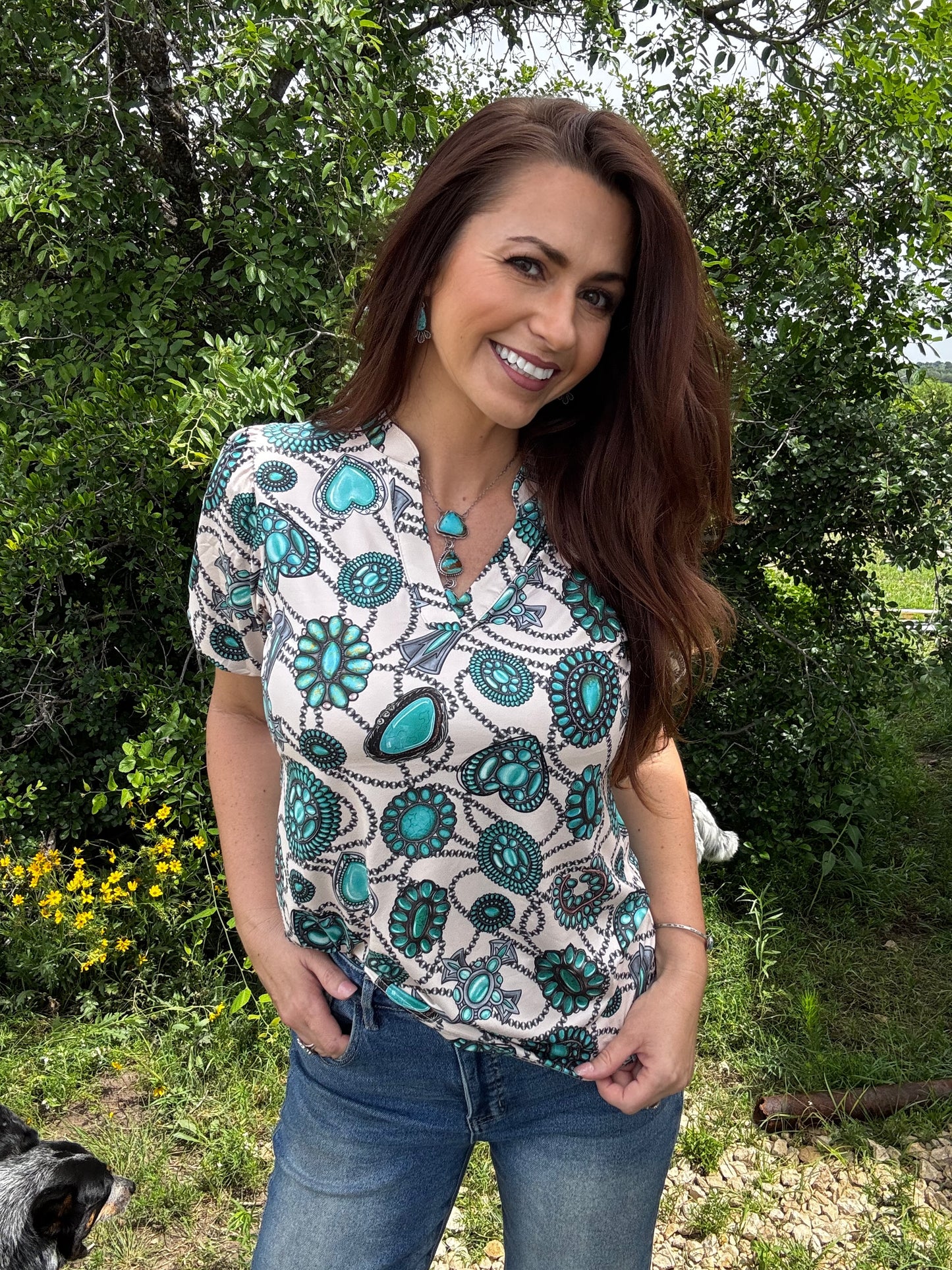 Turquoise Bling Top