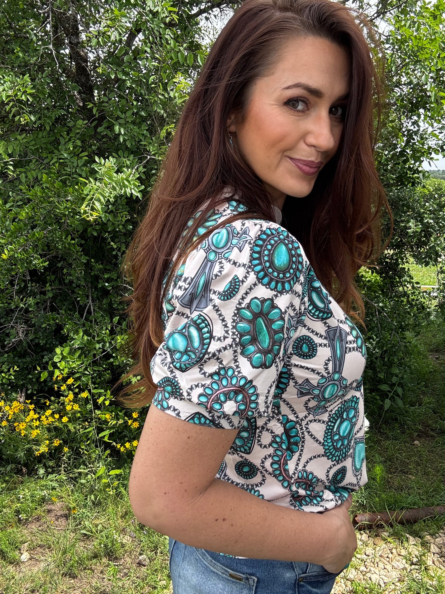 Turquoise Bling Top