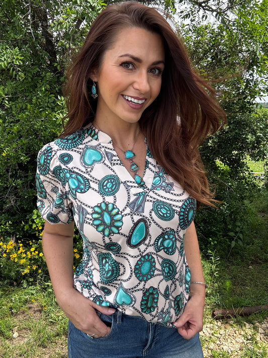 Turquoise Bling Top