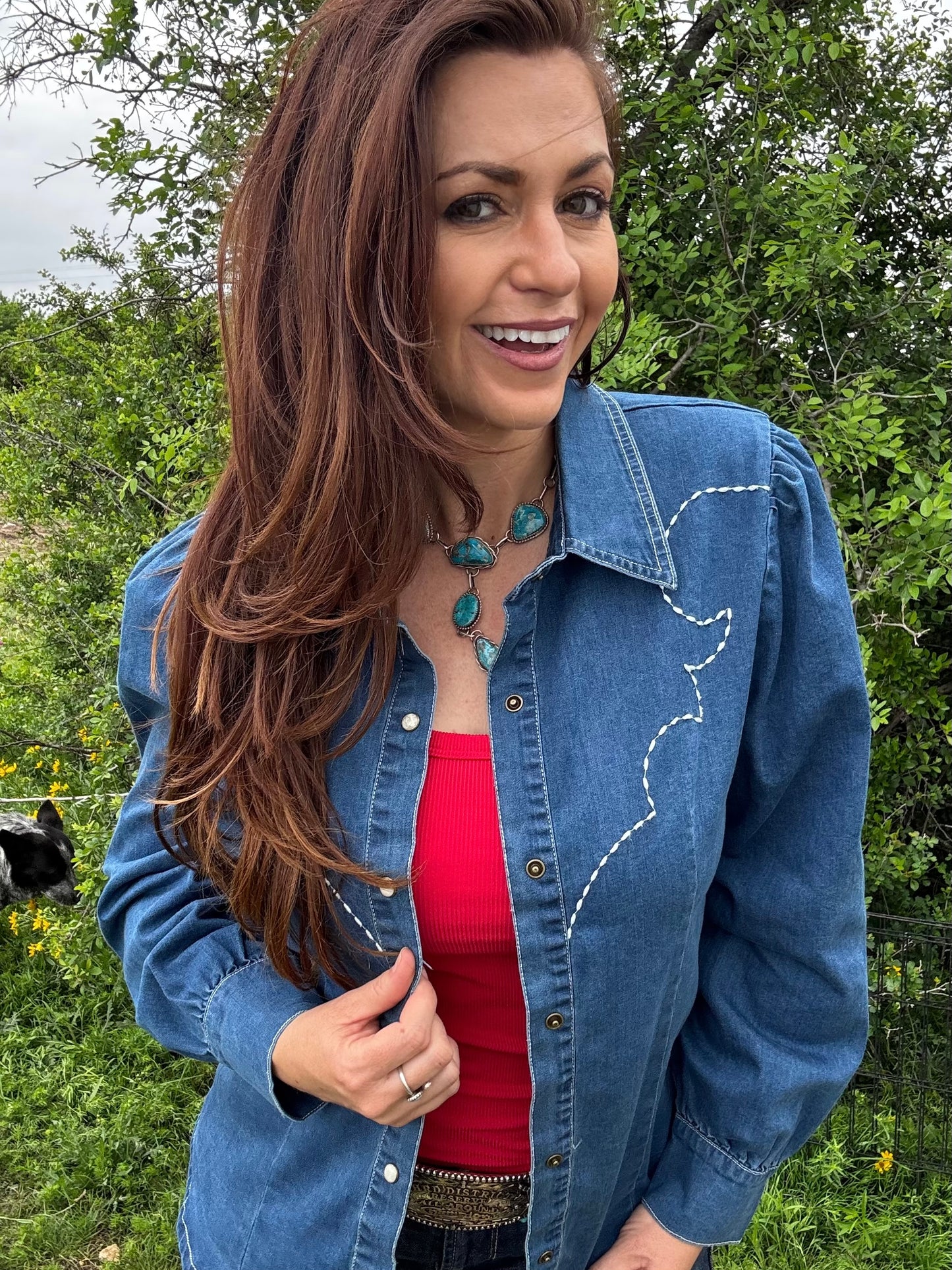 Boot Stitch Denim Blouse