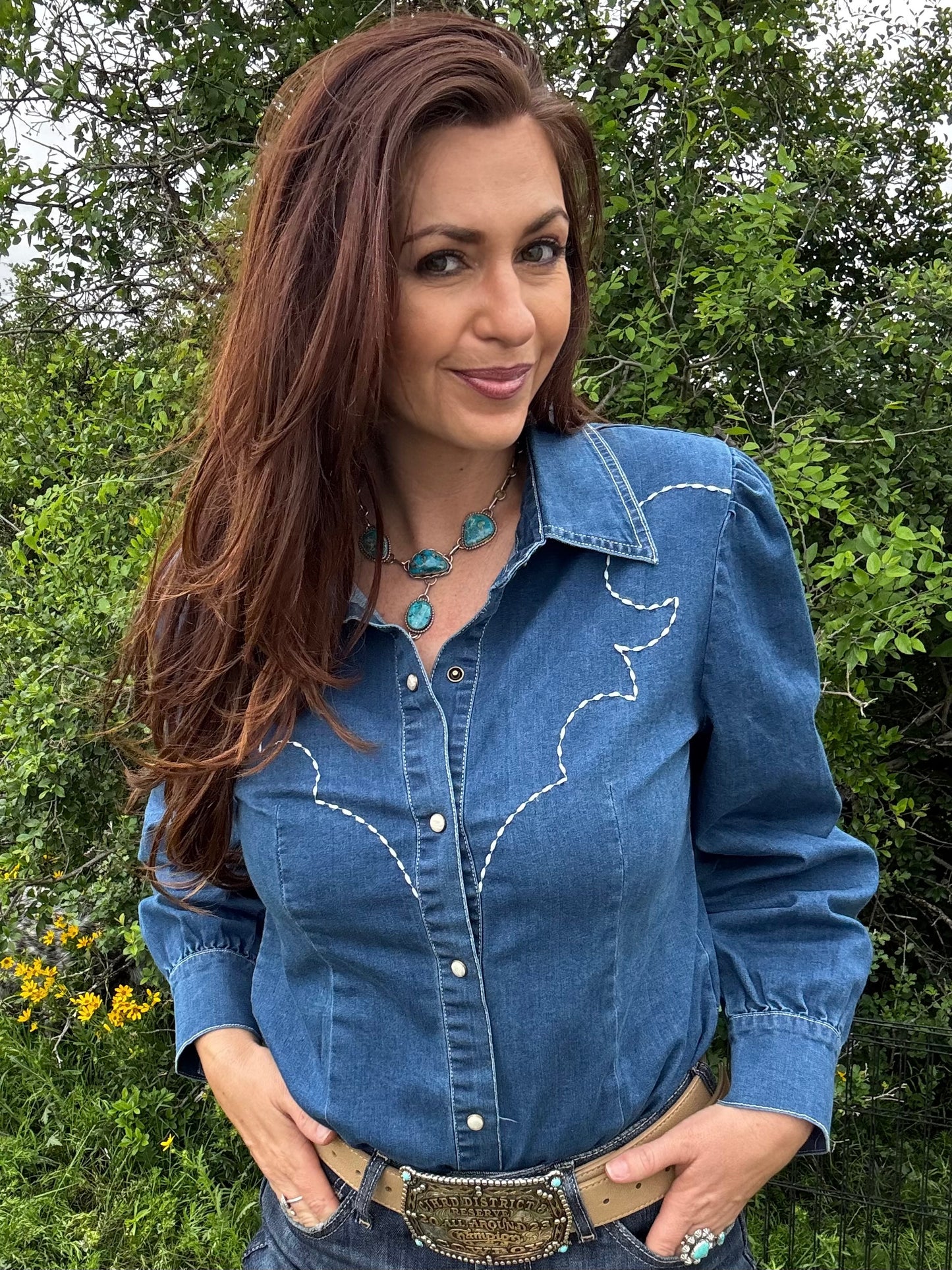 Boot Stitch Denim Blouse