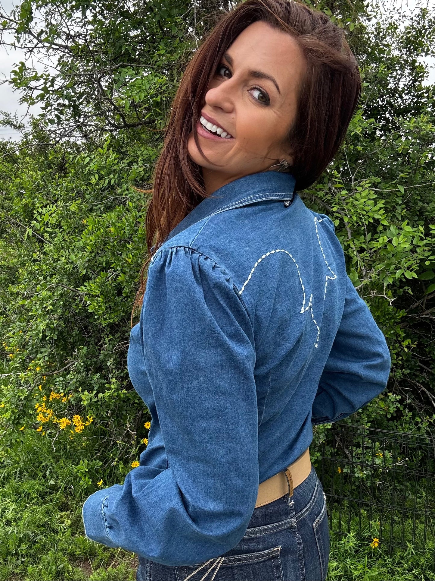 Boot Stitch Denim Blouse