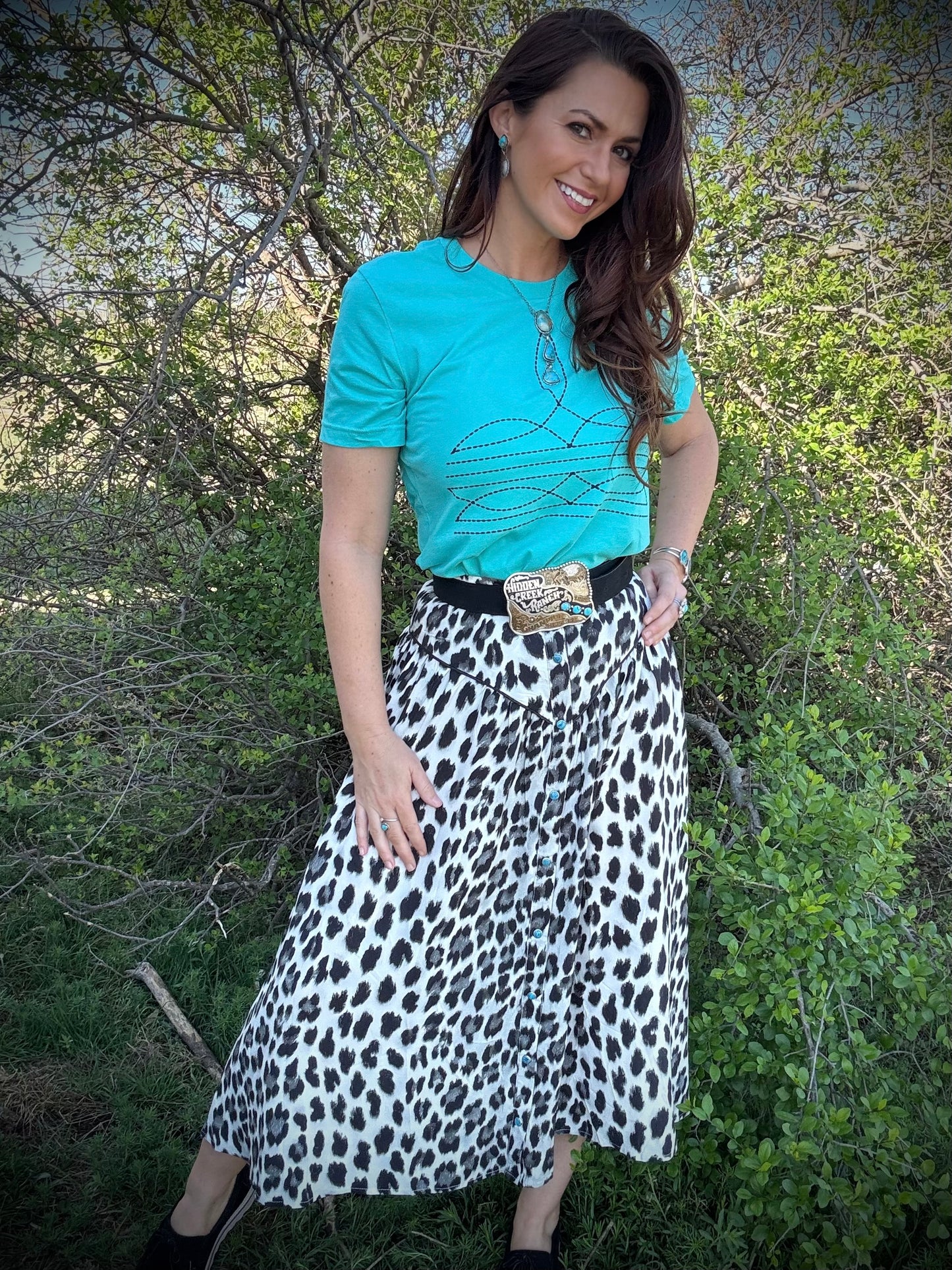 Leopard Print Button Down Skirt