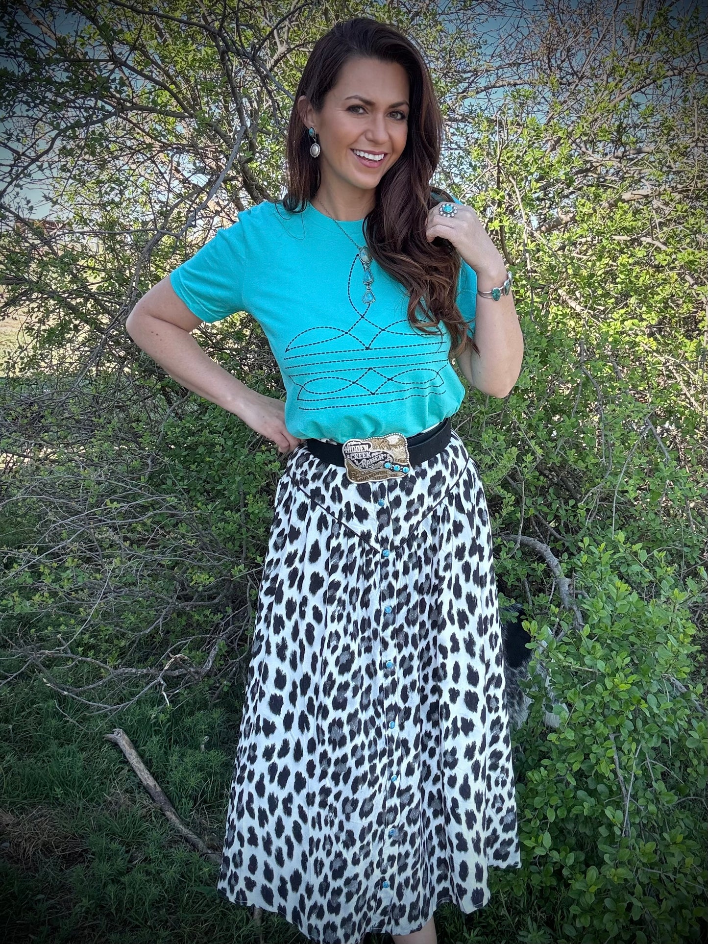 Leopard Print Button Down Skirt