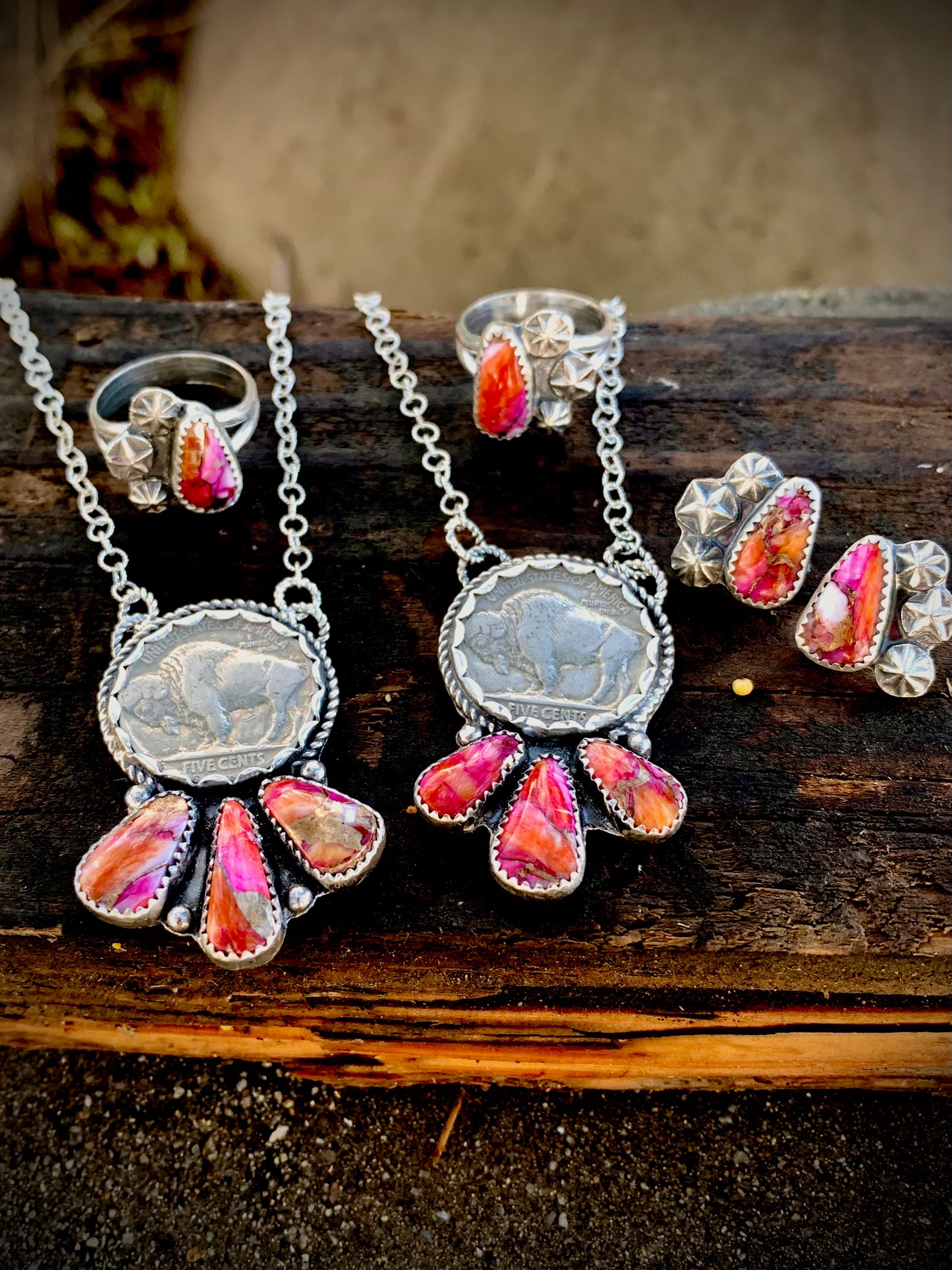 Starburst Spiny Buffalo Nickel Necklaces