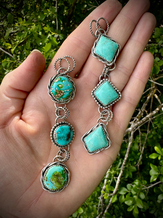 3 Stone Drop Pendants