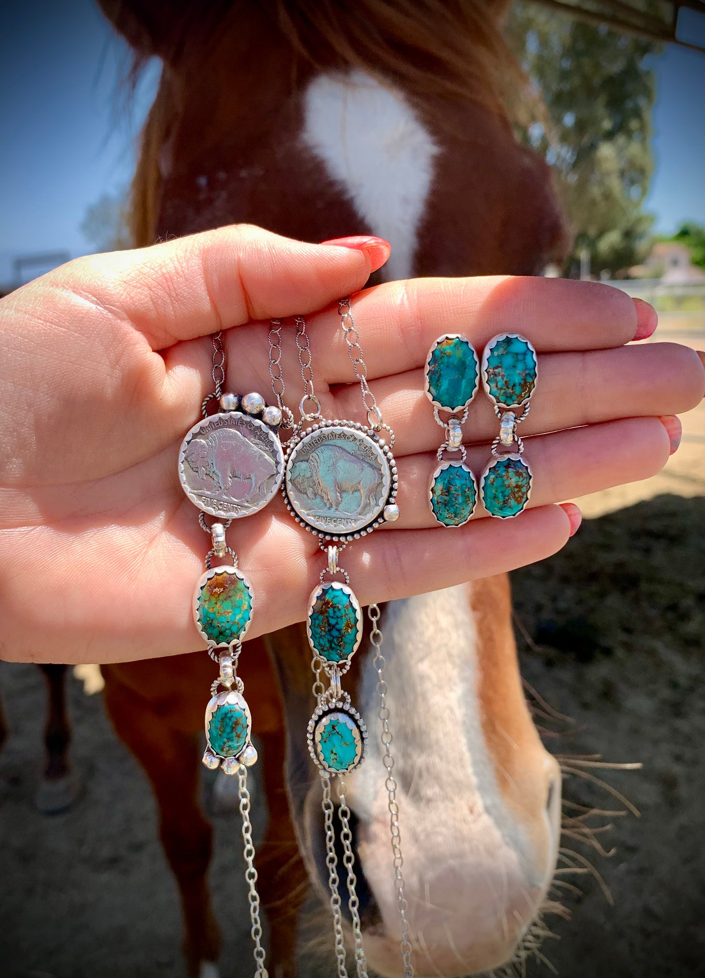 Royston Buffalo Nickel Lariats and Earrings