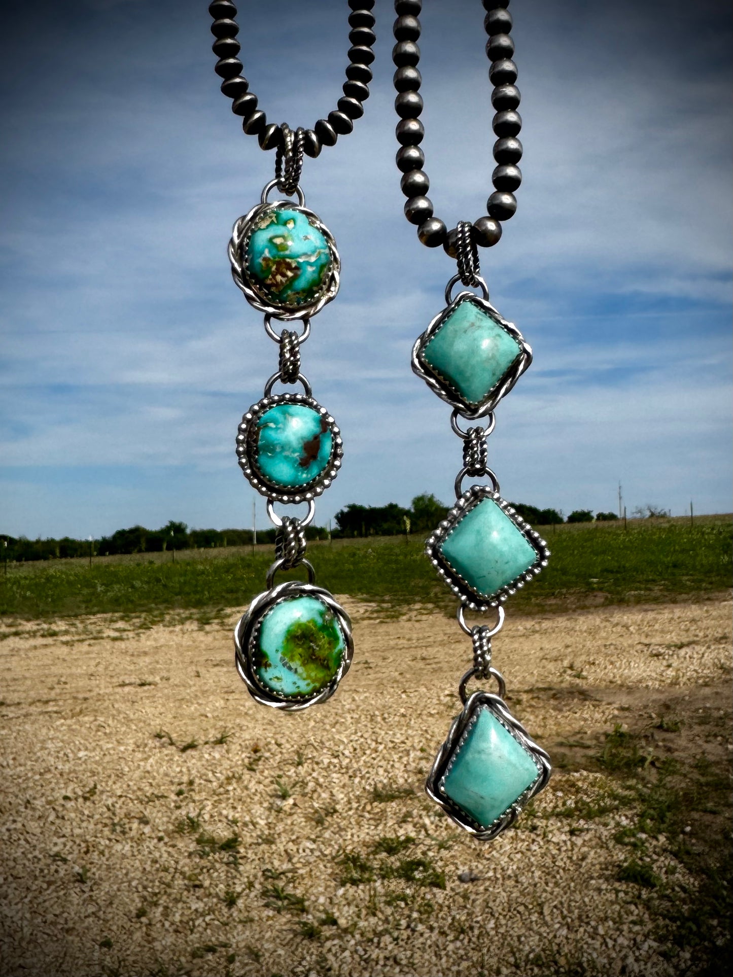 3 Stone Drop Pendants