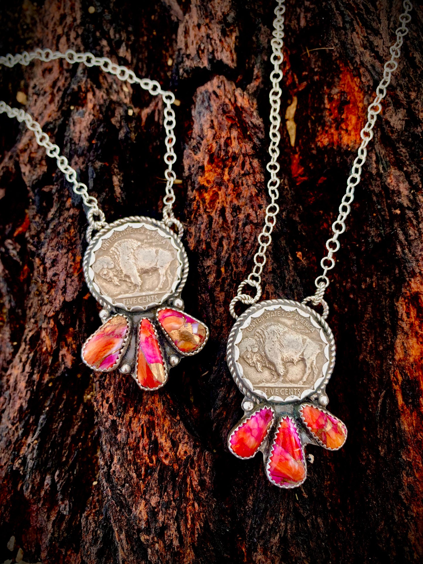 Starburst Spiny Buffalo Nickel Necklaces