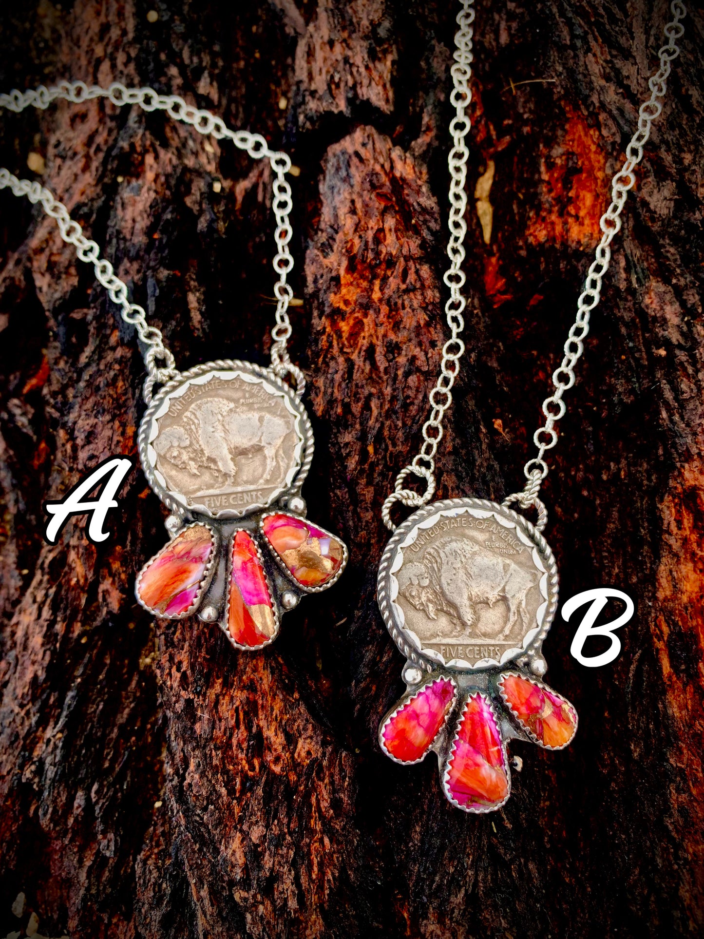 Starburst Spiny Buffalo Nickel Necklaces