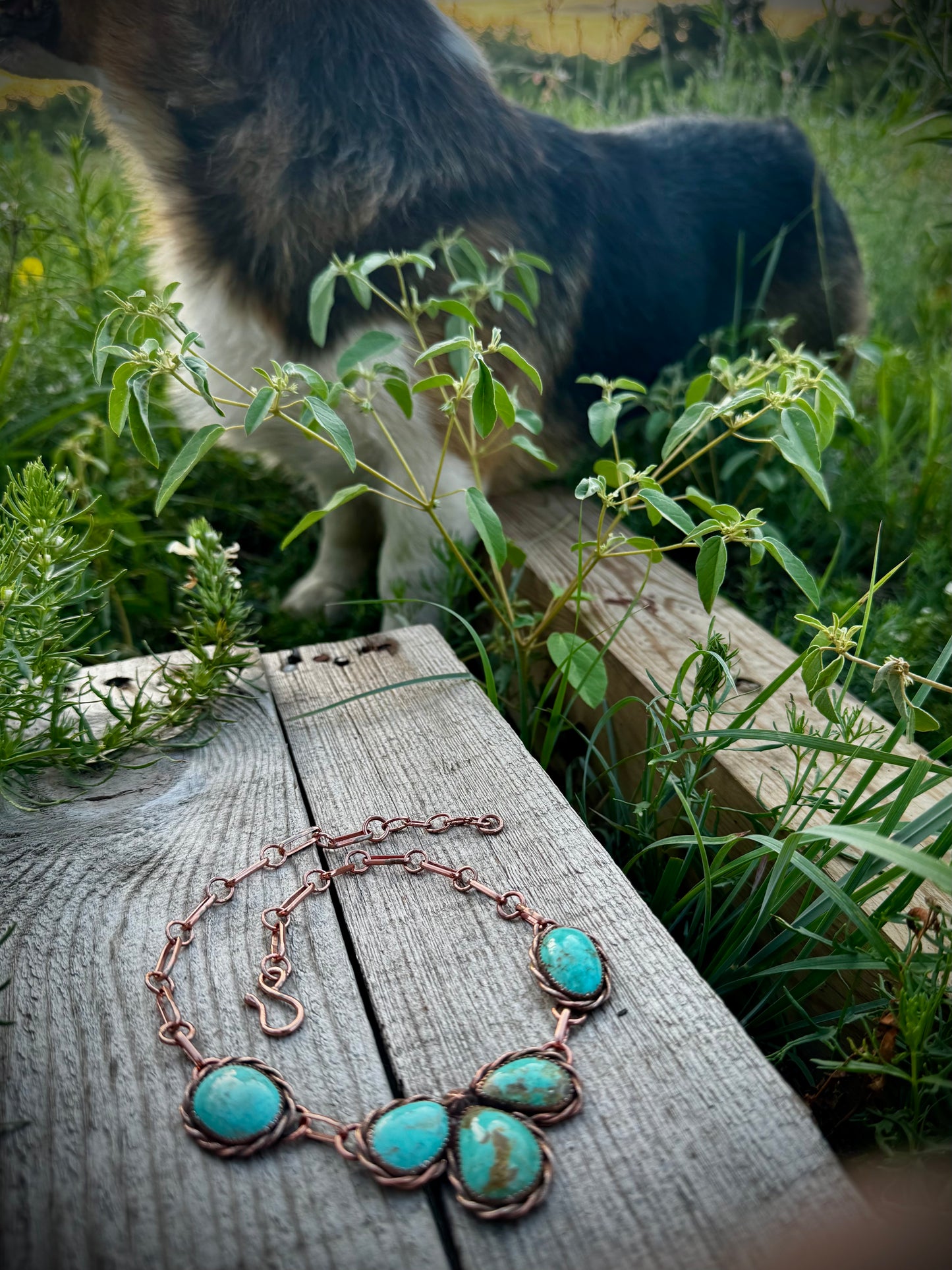 Copper Petal Choker With Elisa Turquoise