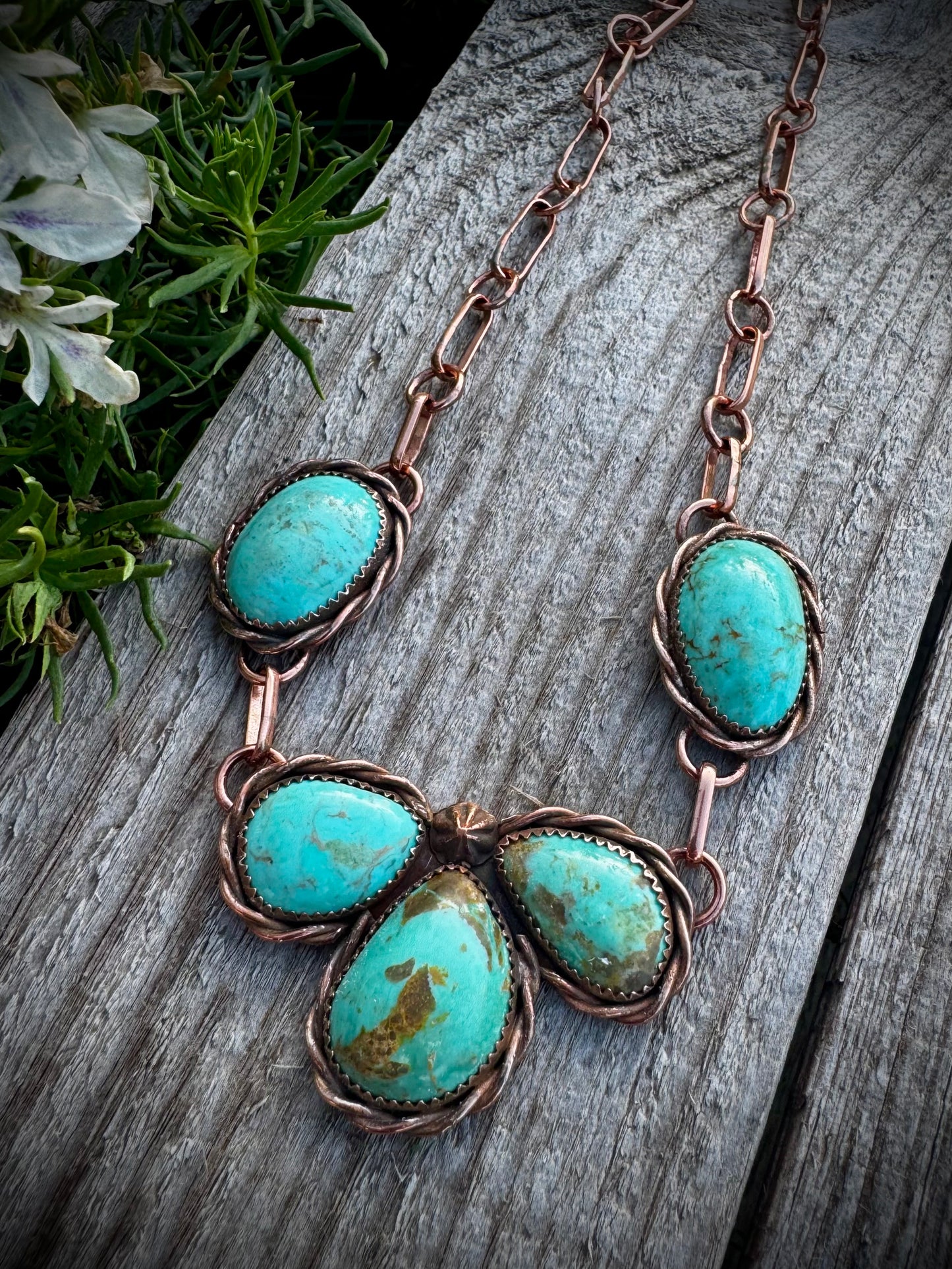 Copper Petal Choker With Elisa Turquoise