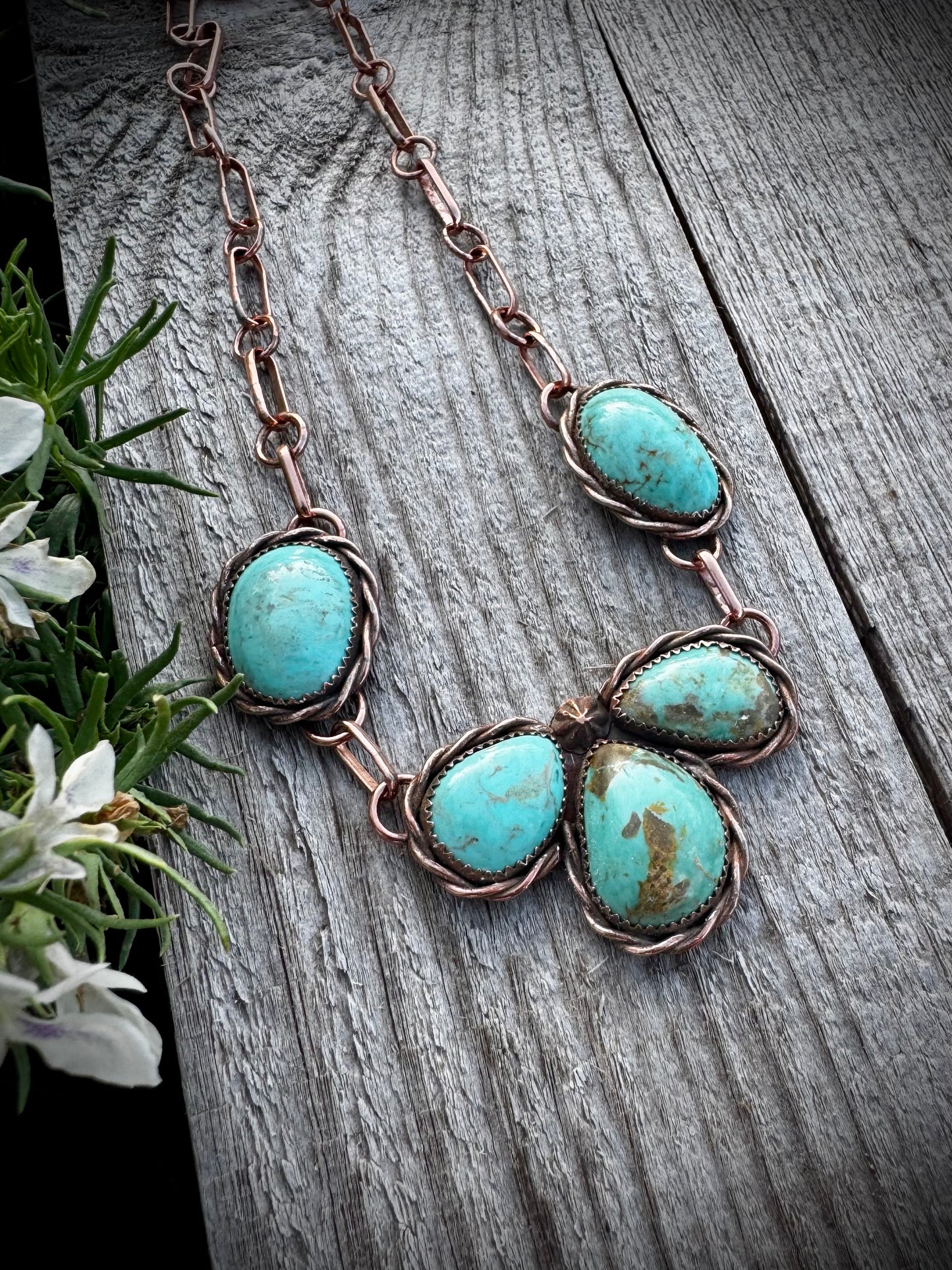 Copper Petal Choker With Elisa Turquoise