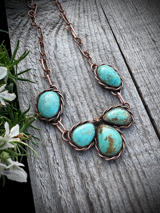 Copper Petal Choker With Elisa Turquoise