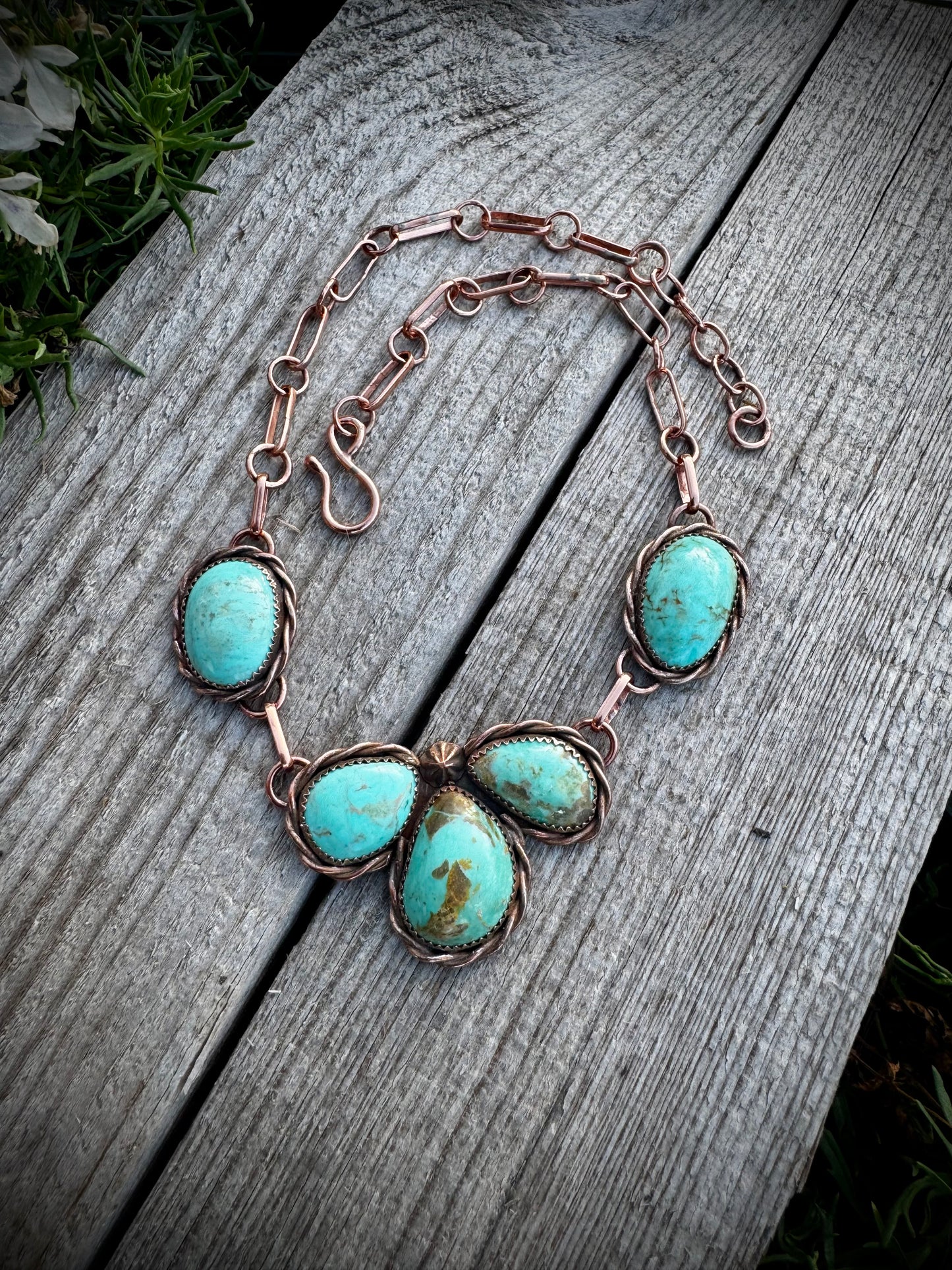 Copper Petal Choker With Elisa Turquoise