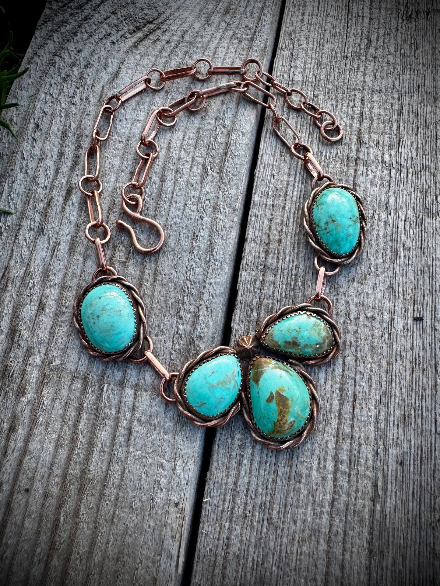 Copper Petal Choker With Elisa Turquoise