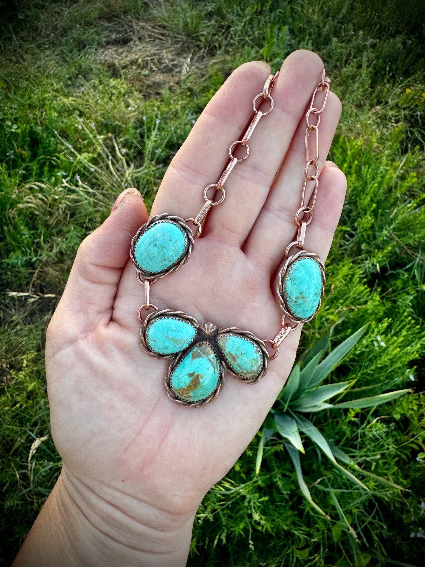 Copper Petal Choker With Elisa Turquoise