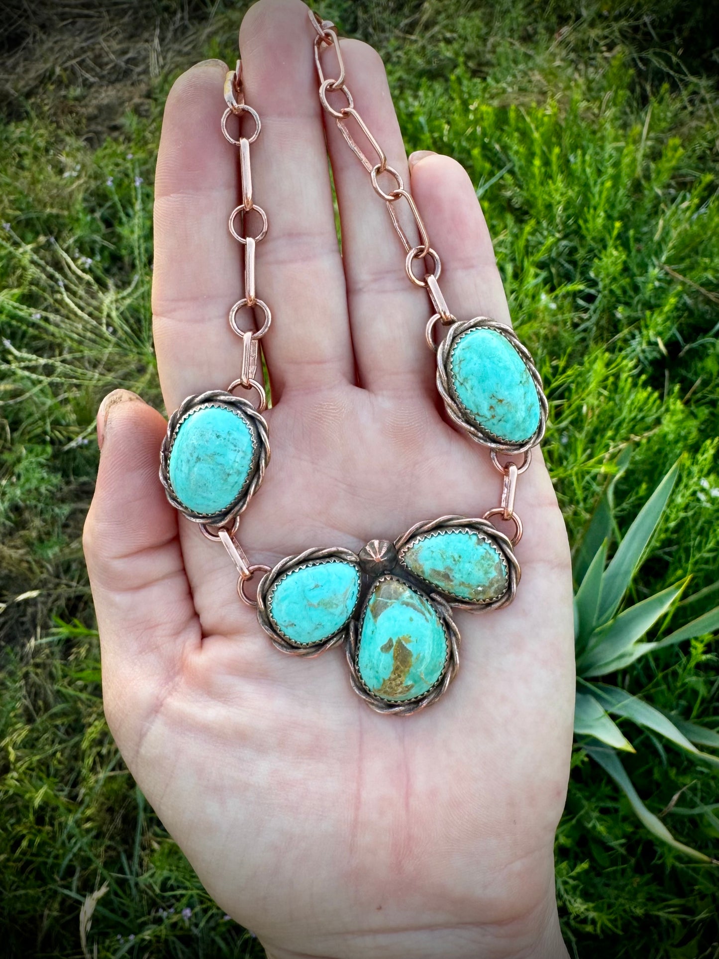 Copper Petal Choker With Elisa Turquoise