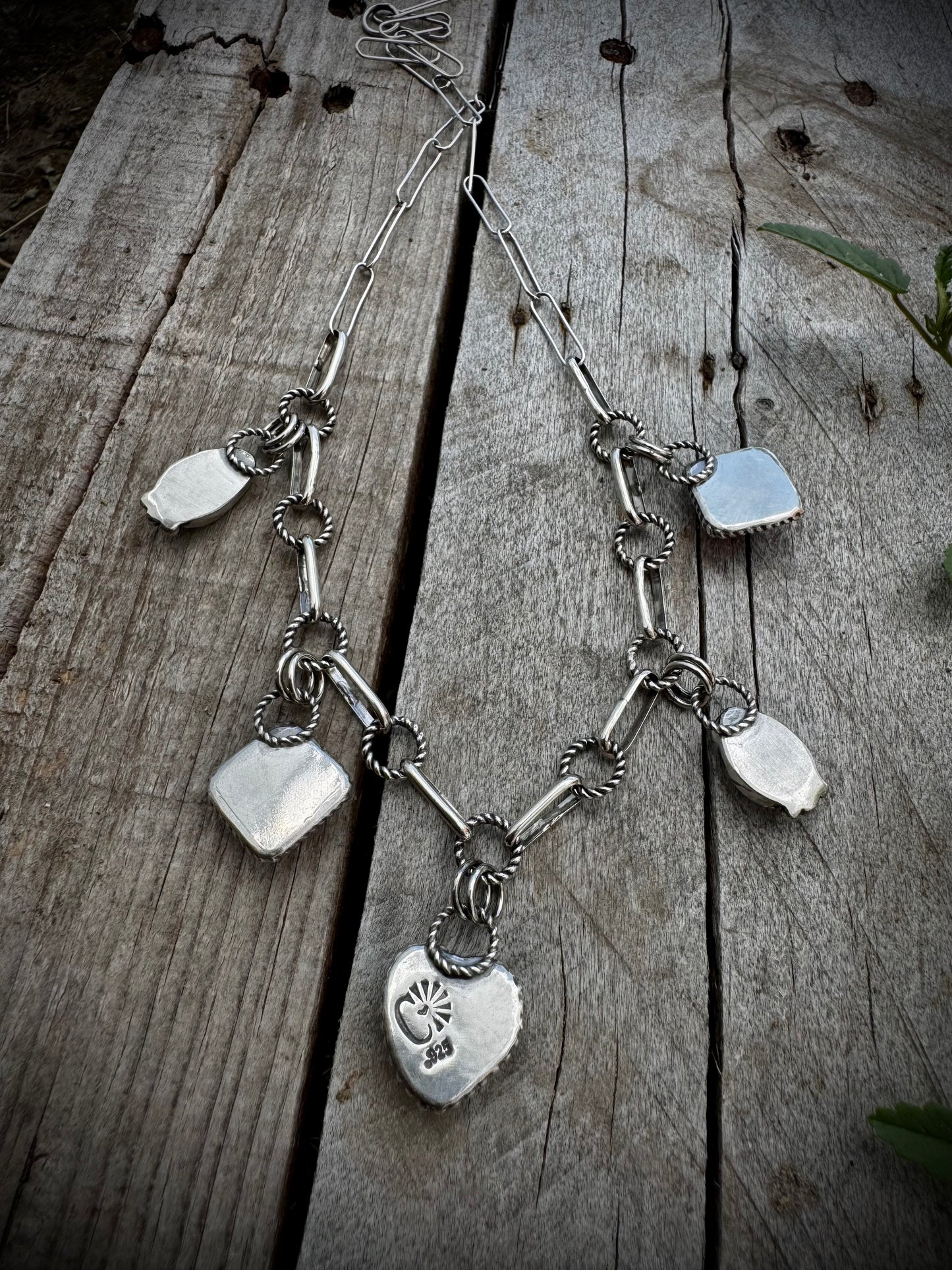 Charm Necklace With Nacozari, Palomino, and Pink Jade