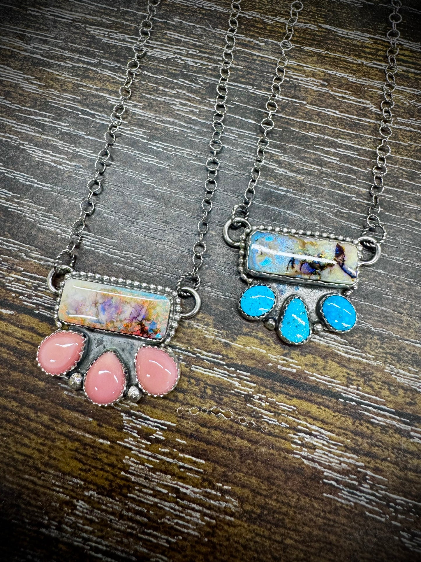 Opal Bars with Pink Conch and Kingman Turquoise