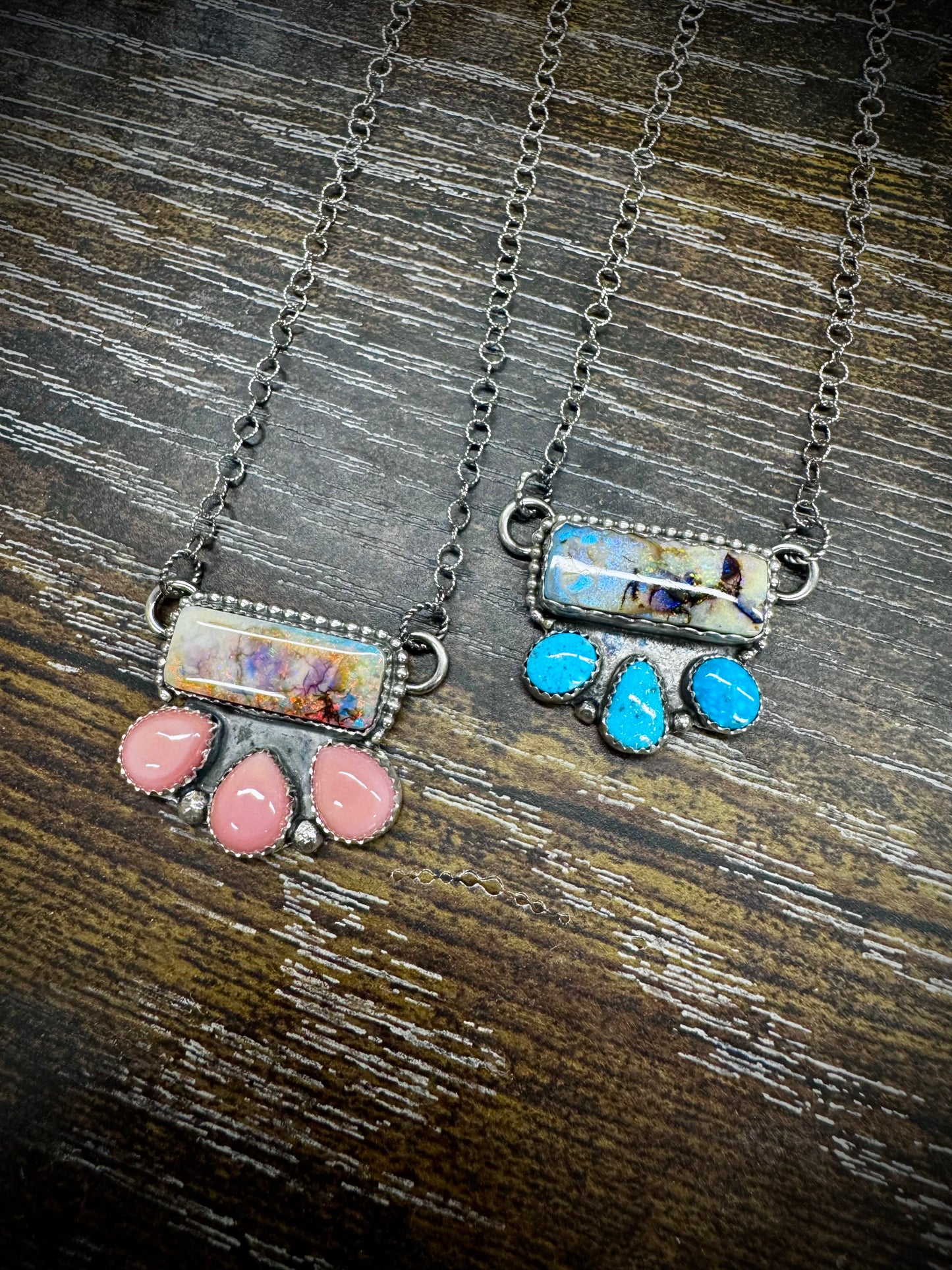 Opal Bars with Pink Conch and Kingman Turquoise