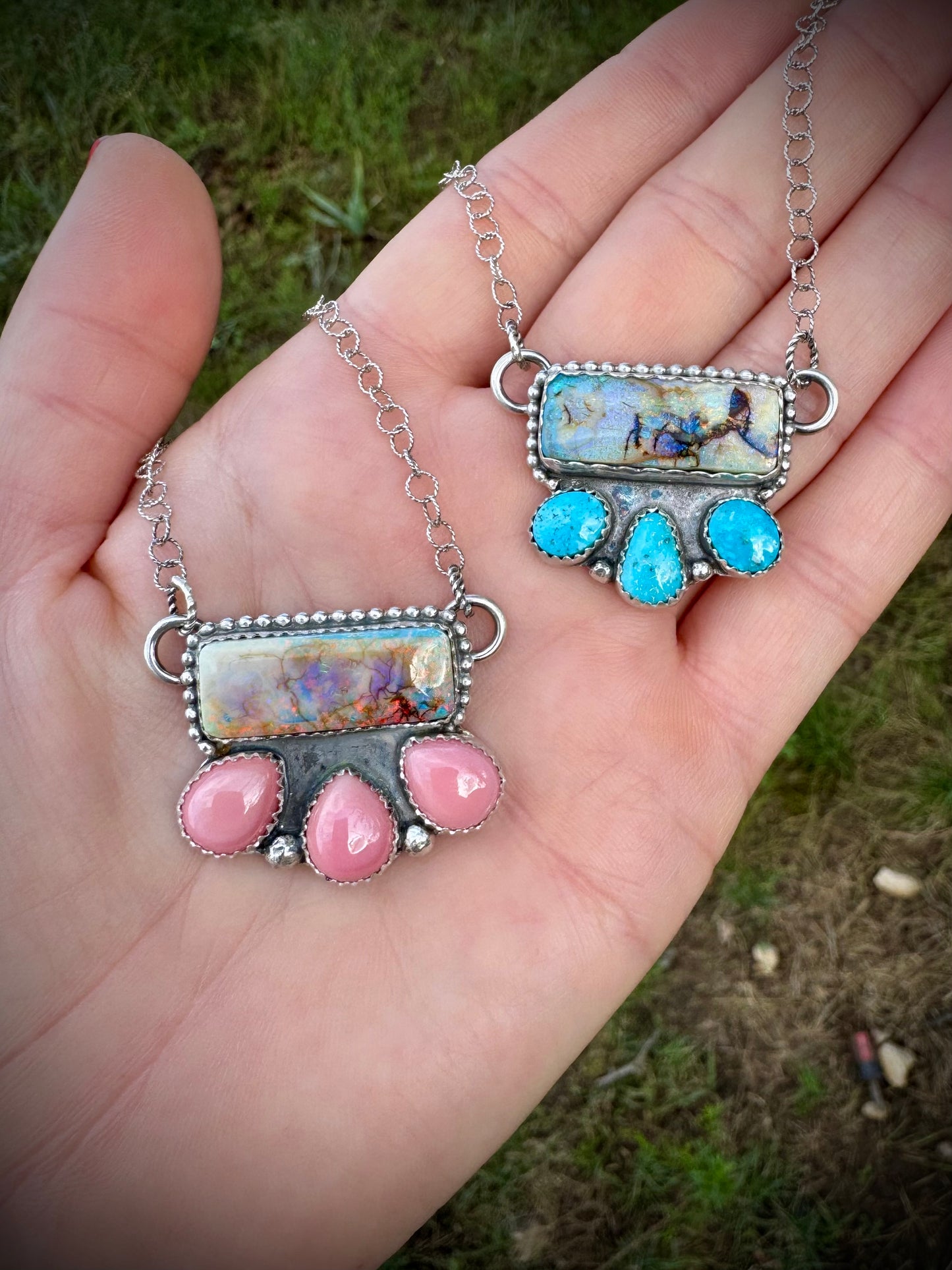 Opal Bars with Pink Conch and Kingman Turquoise