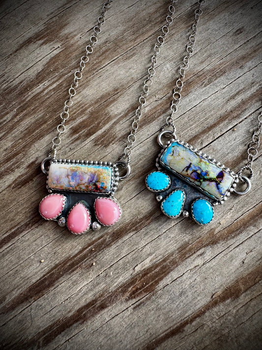 Opal Bars with Pink Conch and Kingman Turquoise