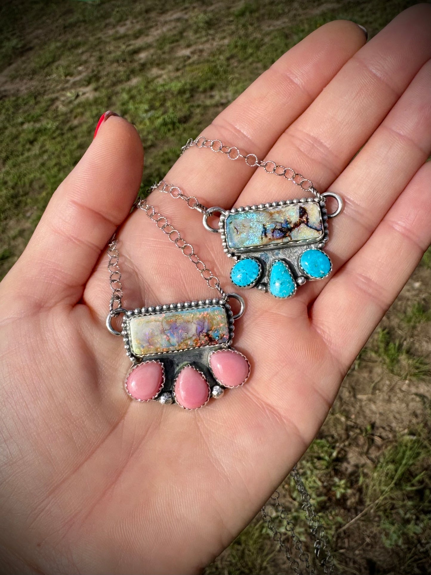 Opal Bars with Pink Conch and Kingman Turquoise