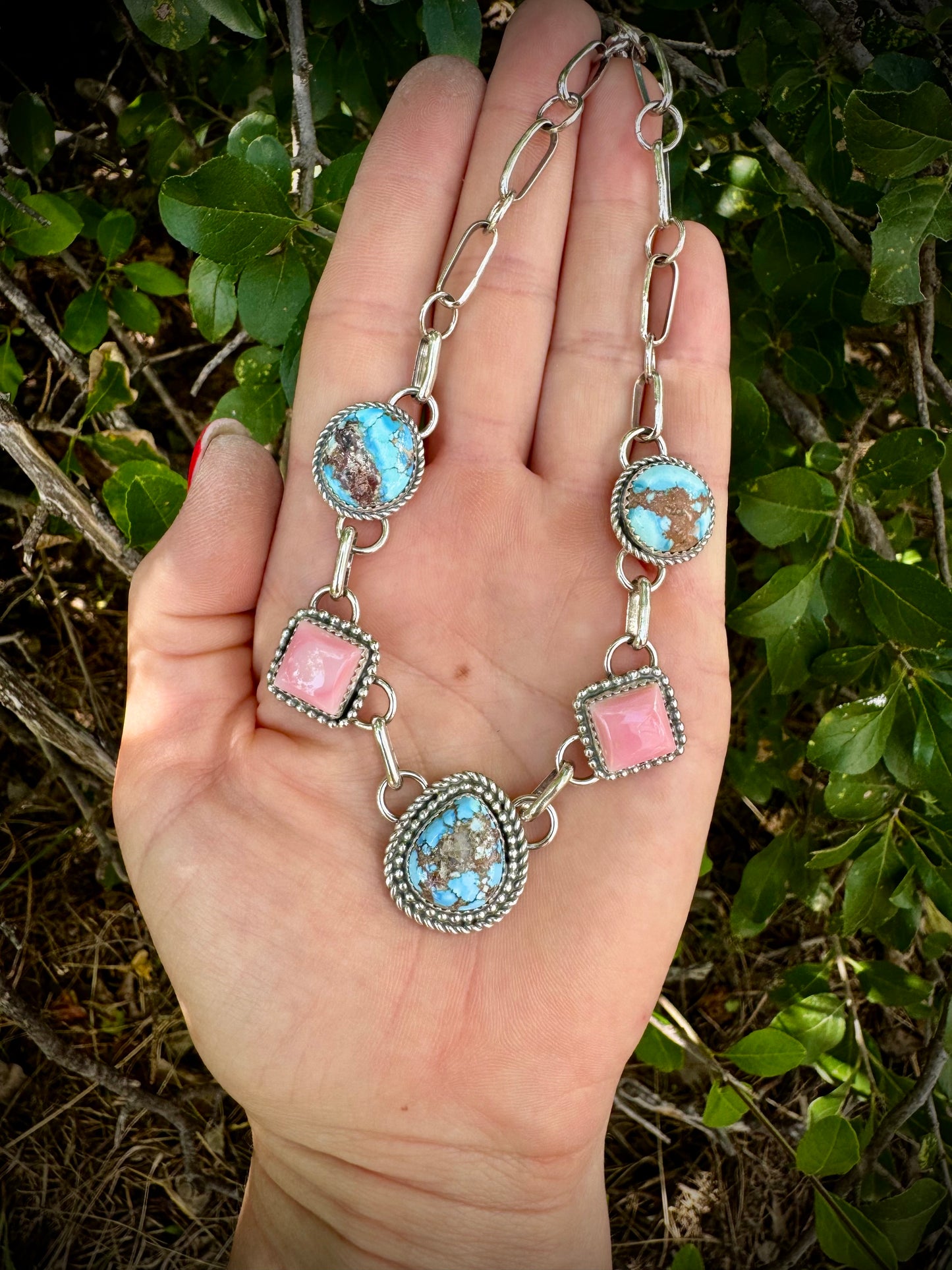 Golden Hills and Pink Conch Choker Necklace