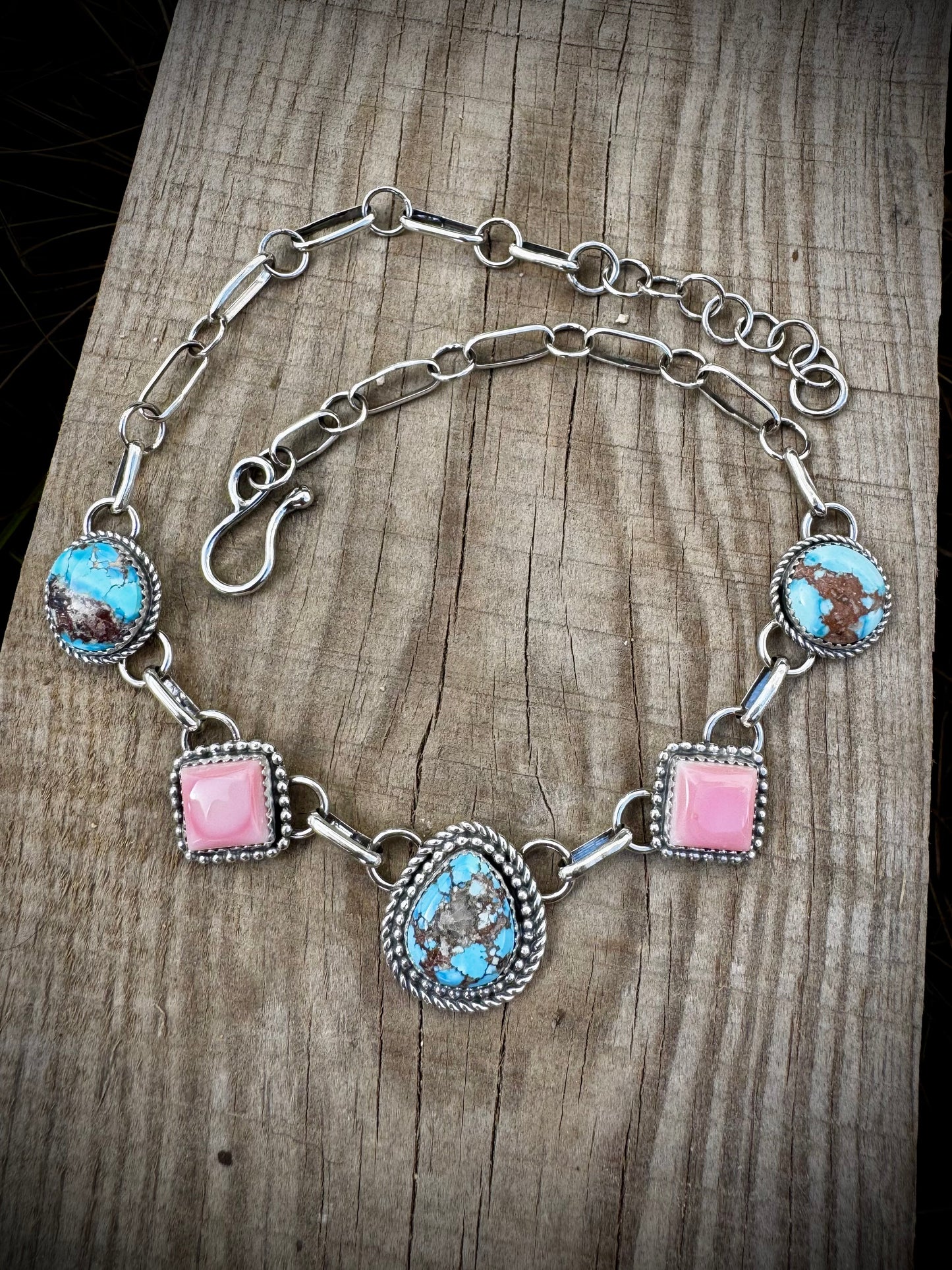 Golden Hills and Pink Conch Choker Necklace