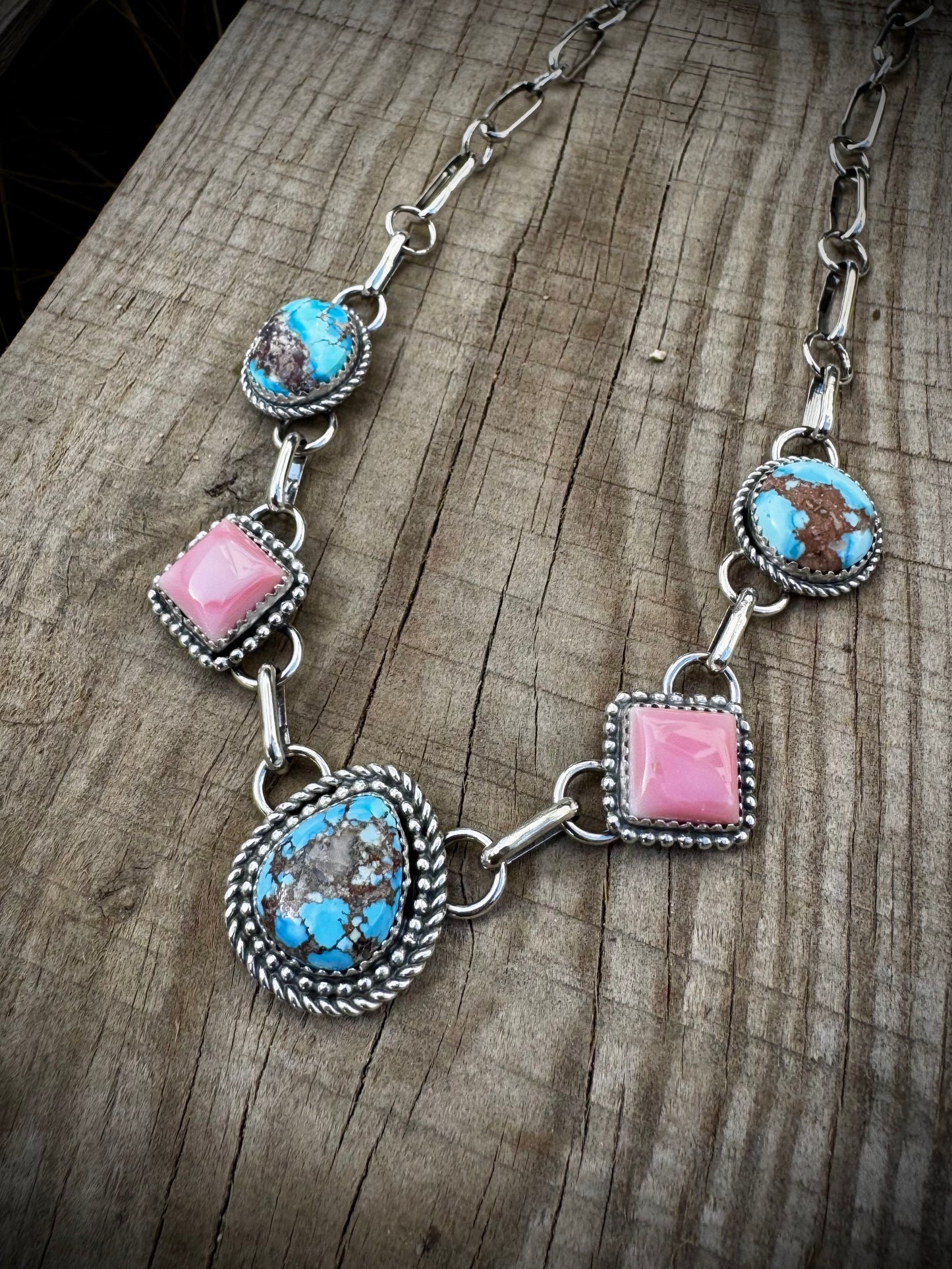 Golden Hills and Pink Conch Choker Necklace