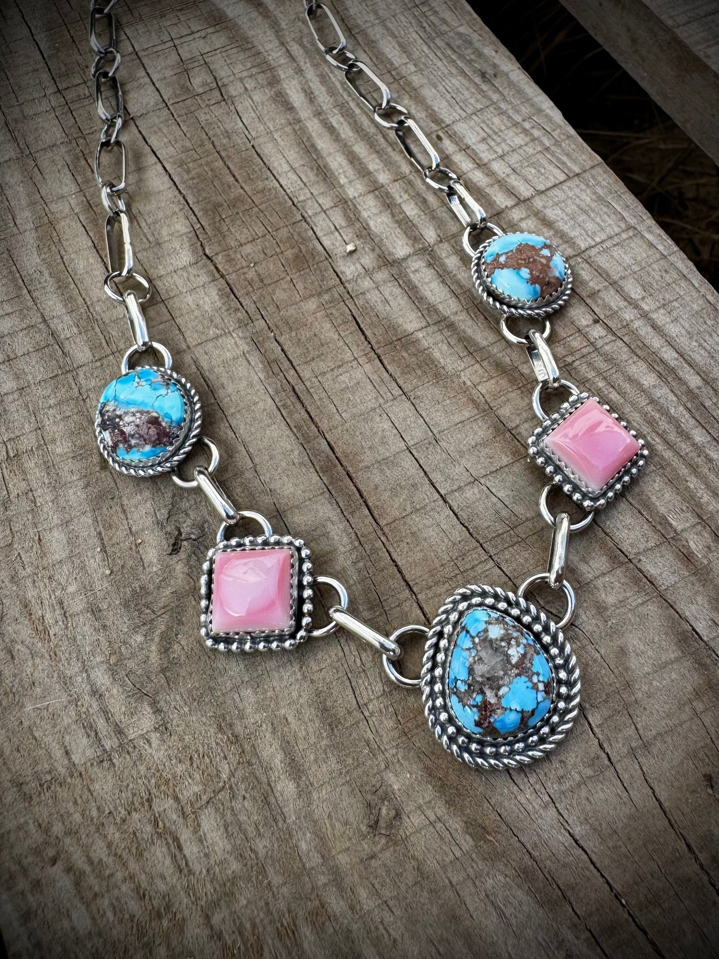 Golden Hills and Pink Conch Choker Necklace