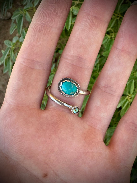 Kingman with Abalone Adjustable Ring