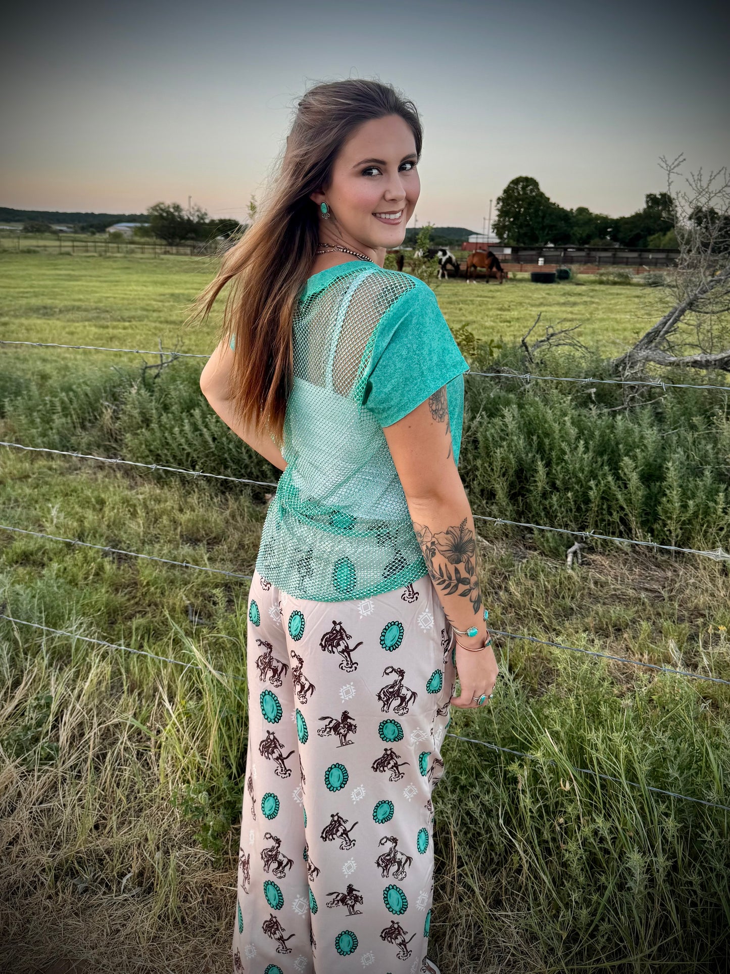 Hit The Backroads Rhinestone Top