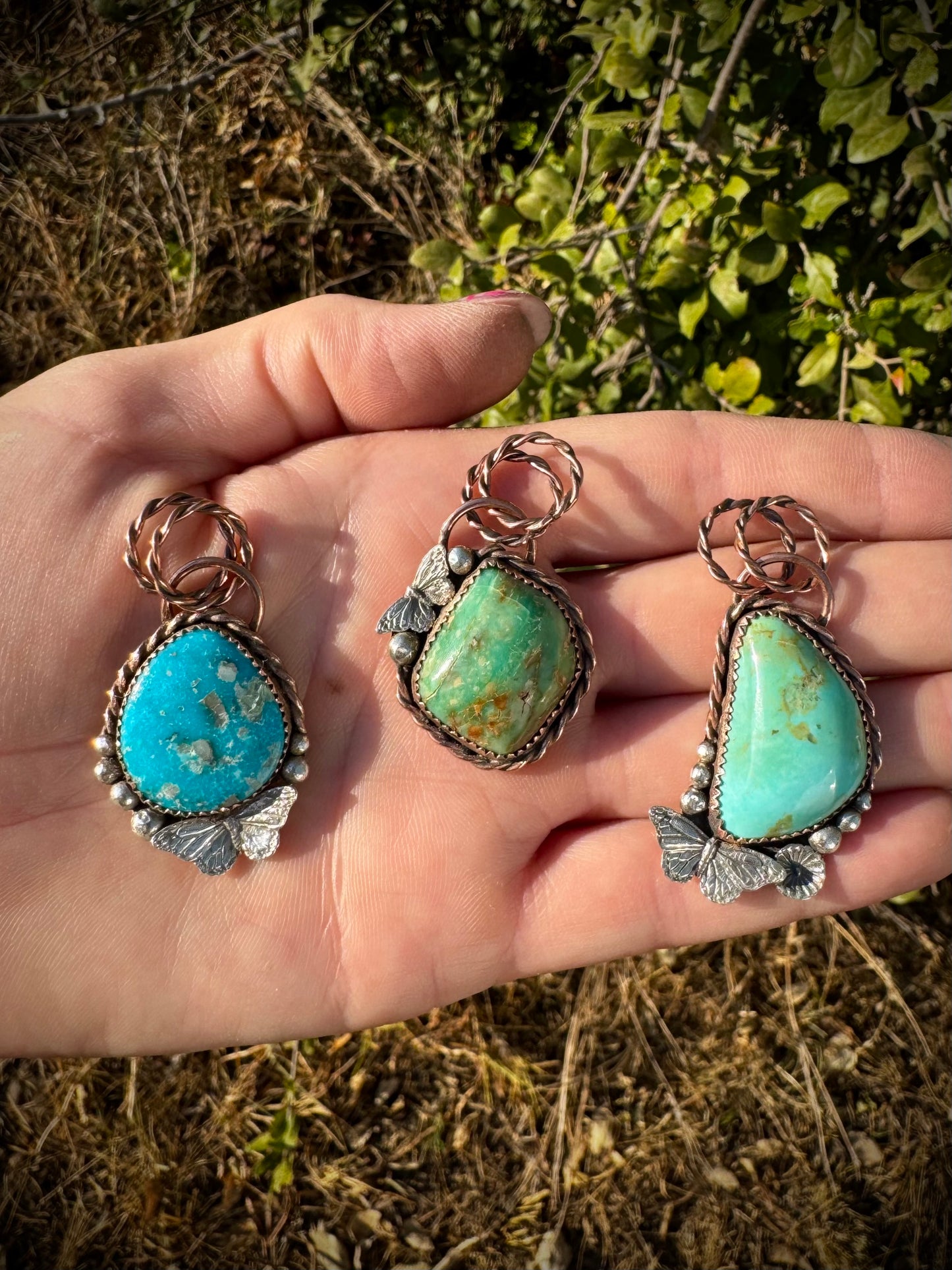 Copper and Sterling Butterfly Pendants