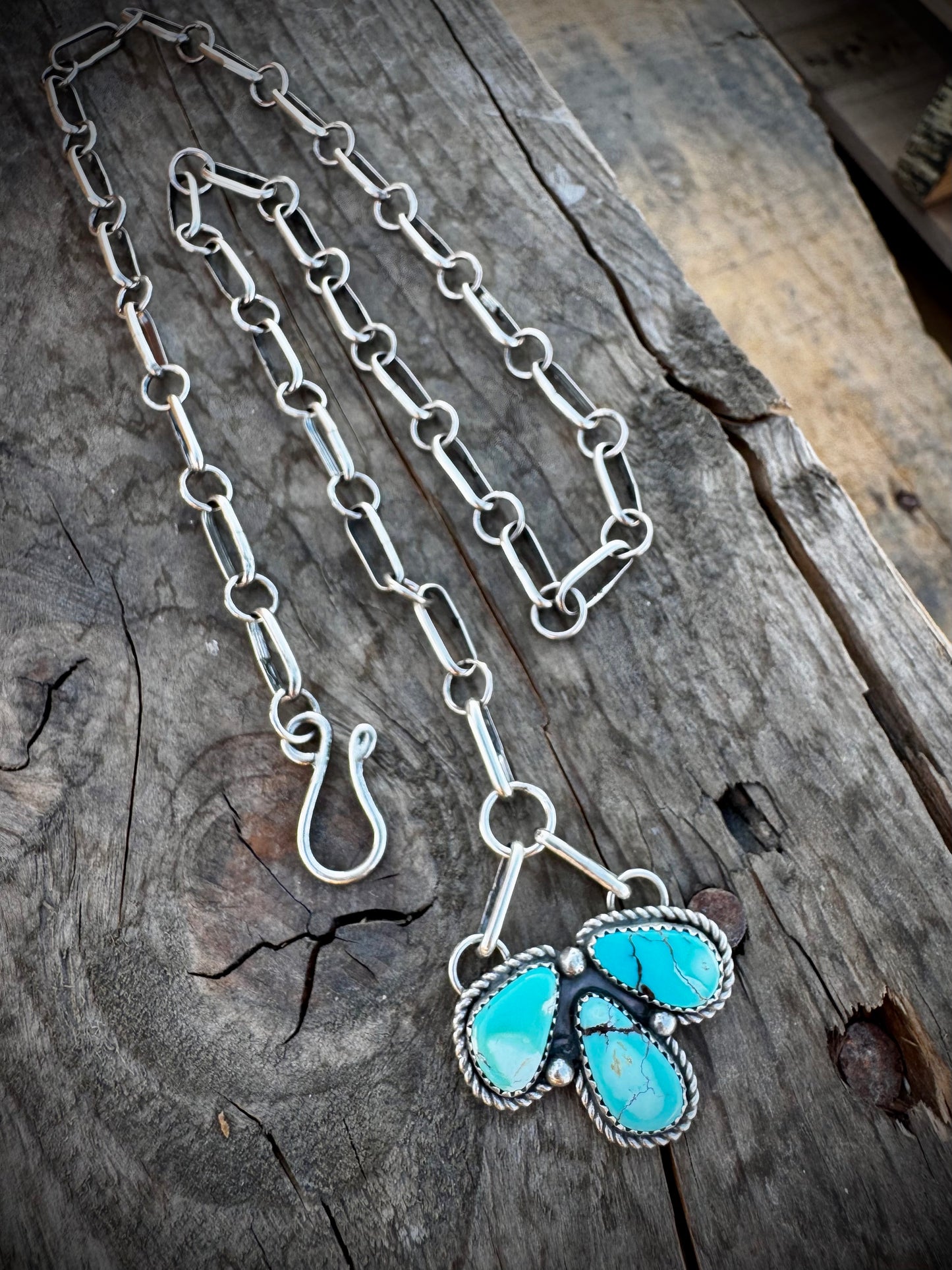 Egyptian Turquoise Chain Lariat Necklace