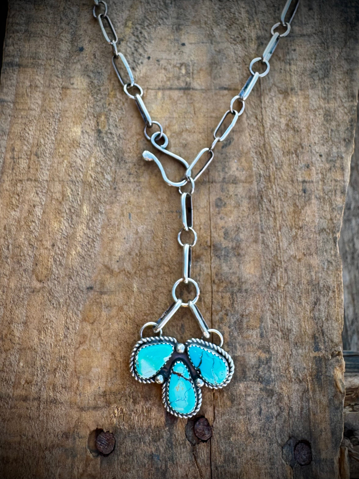 Egyptian Turquoise Chain Lariat Necklace