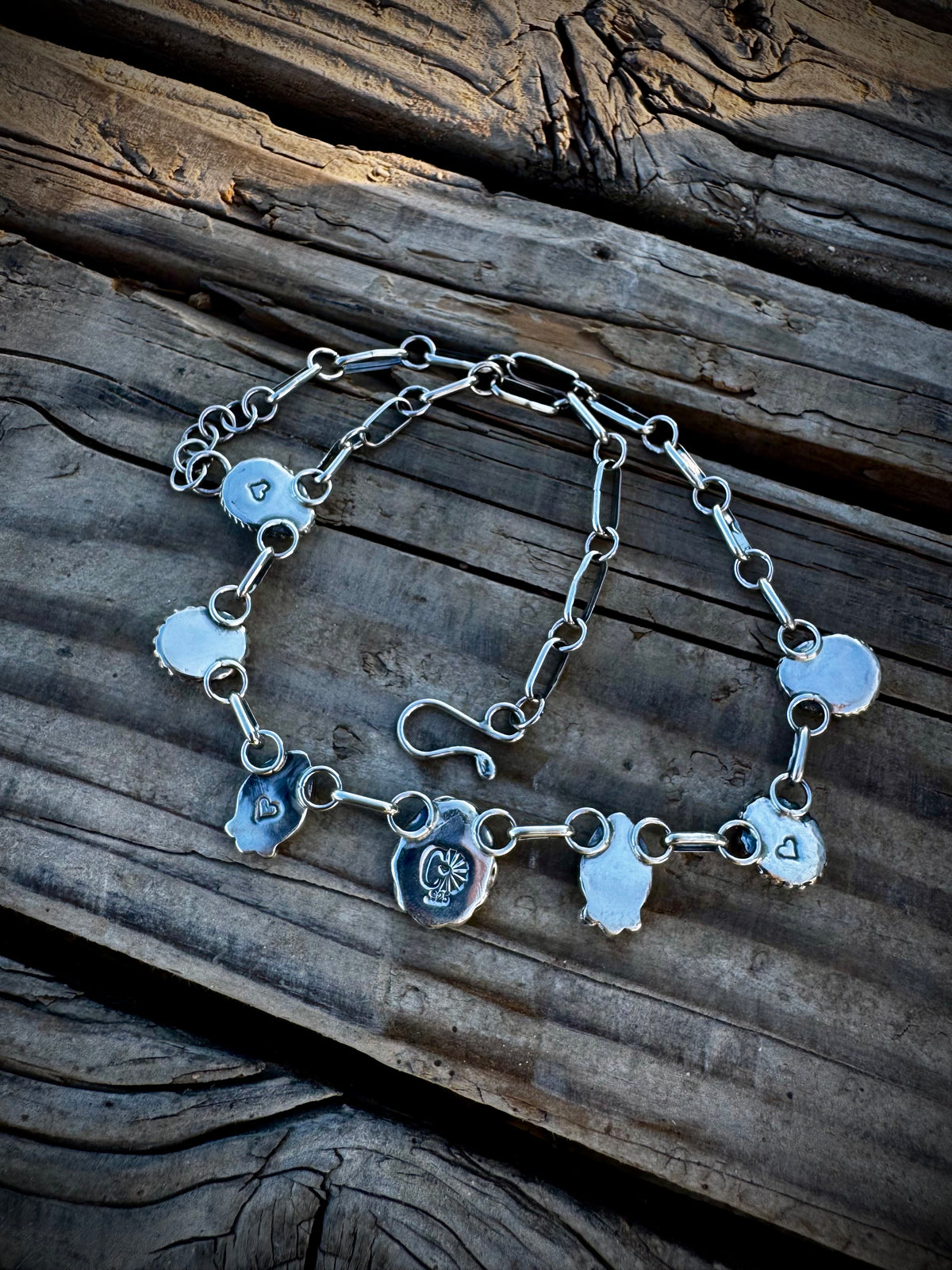 Opal and Sonoran Blue 7 Stone Dainty Choker